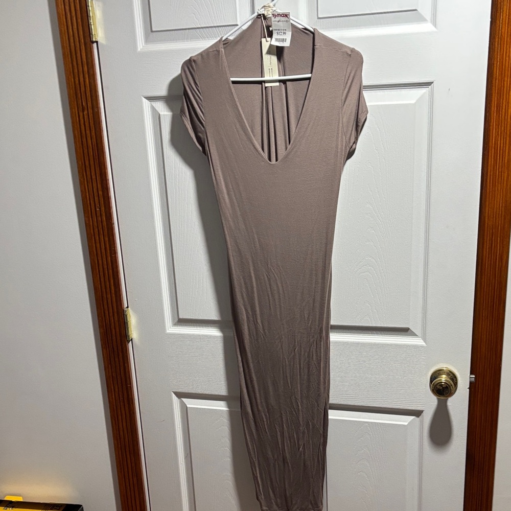 See You Monday Backless Taupe Dress